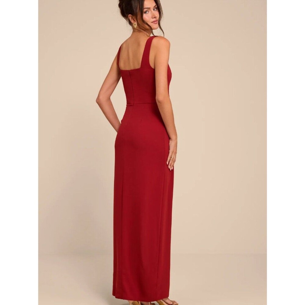 Lulus Glamorous Disposition Rust Ruched Maxi Dress Size Small - Picture 7 of 9